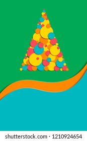 Background for covers, invitations, posters, banners, flyers, greeting cards, placards. Design template for branding, advertising with a winter Christmas spruce in the style of paper. Vector