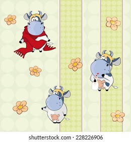 A background with cows. Vector seamless pattern 