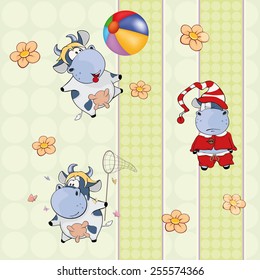 A background with cows. Vector seamless pattern 