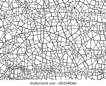  Hintergrund aus Rissen, Kratzern, Chips.   Grunge Textur schwarz-weiß. Abstraktes Muster.