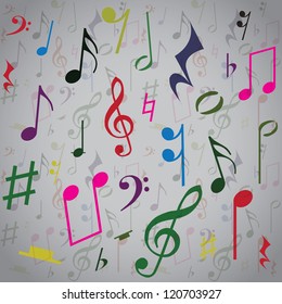 Background created from music notes, illustration