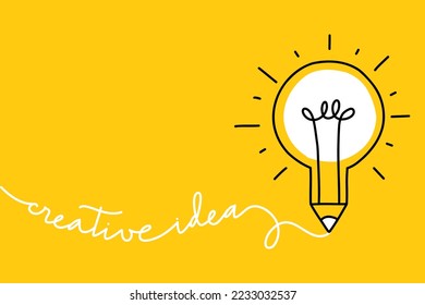 Hintergrundkreative Idee mit handgezeichnet gezeichneter Glühbirne und Linien