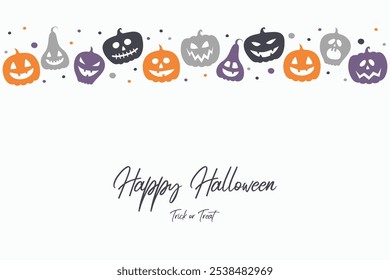 Background with creepy pumpkins. Halloween greeting card. Vector