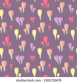 Background with crocuses. spring. pastel colors. Vector illustration