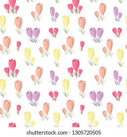Background with crocuses. spring. pastel colors. Vector illustration