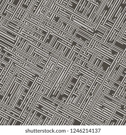 Background of crossed multicolored stripes of different lengths. Seamless texture lattice