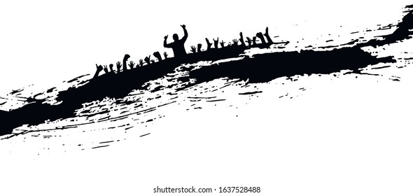 Background with crowd people. Applause cheerful people in party.