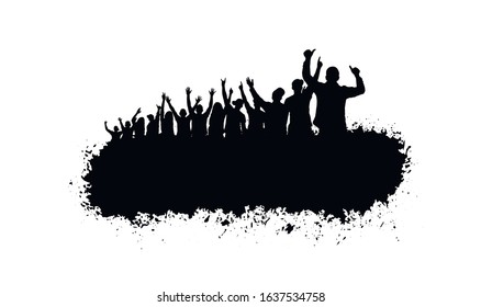 Background with crowd people. Applause cheerful people in party.