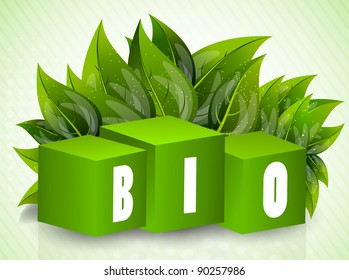 Background with cubes and leaves