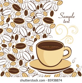 Background with cup and coffee beans