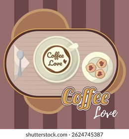 Ilustración de objetos de cosas de cafetería de taza de fondo