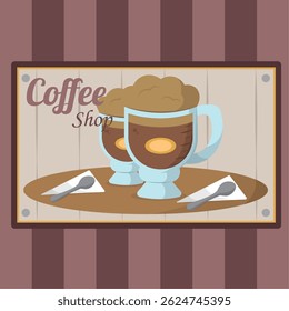 Ilustración de objetos de cosas de cafetería de taza de fondo