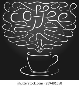 Background with cup of coffee and smoke, eps 8 vector