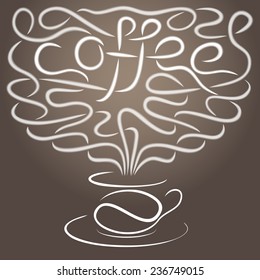 Background with cup of coffee and smoke, eps10 vector