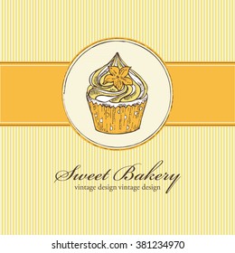 Background with cupcake , hand drawn