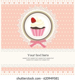 Background with cupcake and lace