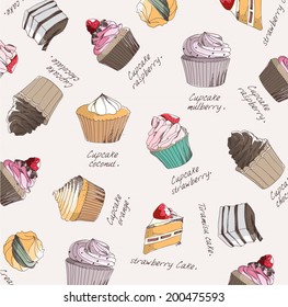 background cupcakes and cake pattern