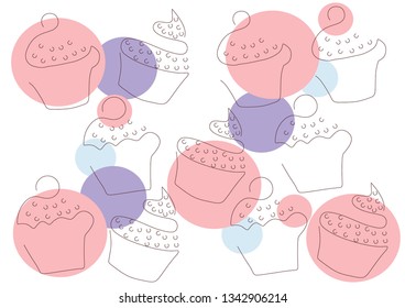 background with cupcakes and circles (pink, purple, blue)