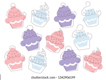 background with cupcakes (pink, purple, blue)