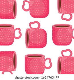 background of cups coffee delicious vector illustration design