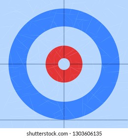 Background of Curling Sport arena. Technical scheme of top view. Vector Illustration isolated on white background.