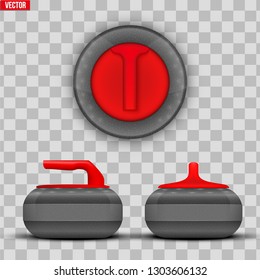 Background Curling stones. Equipment for teams sport game. Vector Illustration isolated on transparent background.