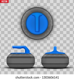 Background Curling stones. Equipment for teams sport game. Vector Illustration isolated on transparent background.