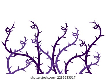 Background with curling thorns. Illustration or card for party in gothic style.