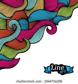 Background with curls and waves. Abstract outline colorful texture.