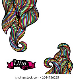 Background with curls and waves. Abstract outline colorful texture.