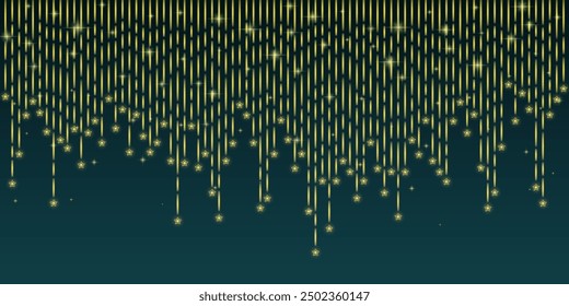 Background curtain of falling stars or comets on dark blue background. Vector illustration.