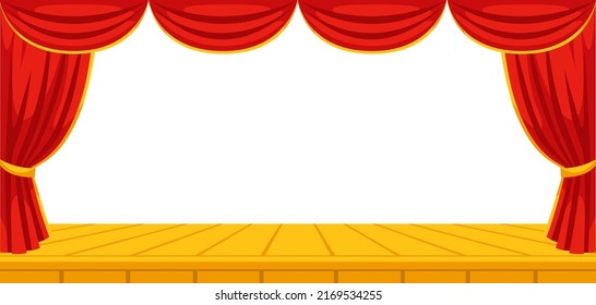 Background with curtains stage. Illustration for theatrical performance.