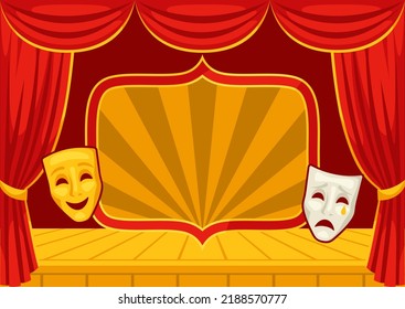 Background Curtains Stage Illustration Theatrical Performance Stock ...