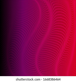 Background from curved black lines on a colored background. Waves from the lines.