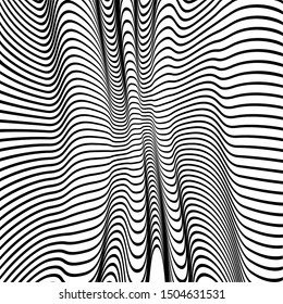 Background from curved black lines. Waves from the lines.