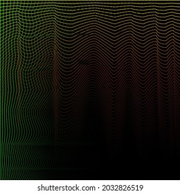 Fondo de líneas de color curvo sobre un fondo negro. Ondas de las líneas.