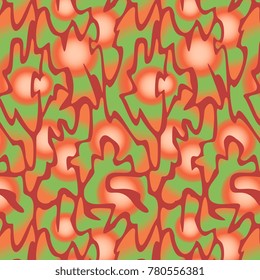 background of curved greenish red figures