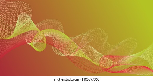 Background curved lines intersection shapes. Contemporary vector graphics with bent waves. Fluid curl lines ripple texture design. Smooth filament curves motion creative background.