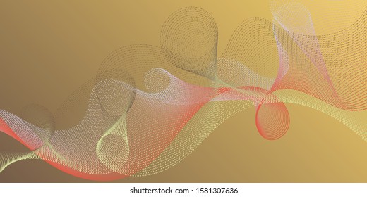 Background curved lines intersection shapes. Reticulated intersecting curves geometry backdrop. Fluid bent lines ripple effect graphics. Contemporary vector graphics with bent waves.