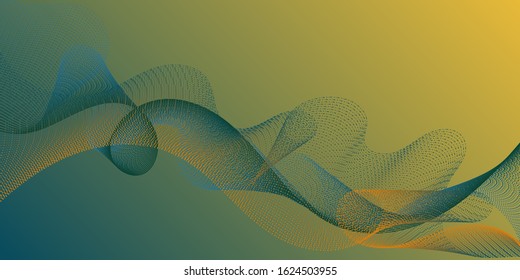 Background curved lines intersection shapes. Scientific researches dynamic curves web trendy background. Fluid curl lines ripple texture design. Contemporary vector graphics with bent waves.