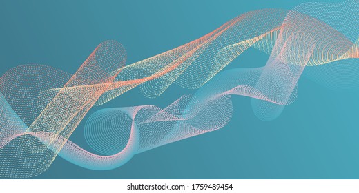 Background curved lines intersection shapes. Colorful fashionable poster smoky vector pattern. Fluid bent lines ripple effect graphics. Gradient curves flow effect illusion fancy background.