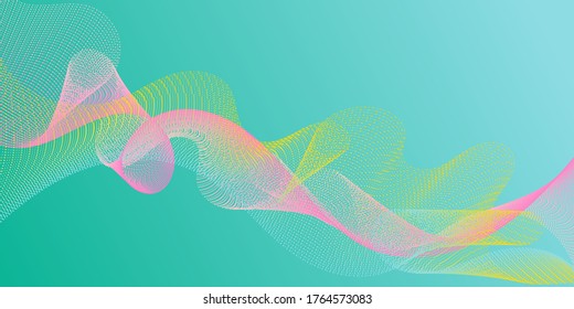 Background curved lines intersection shapes. Gradient curves flow effect illusion fancy background. Fluid curl lines ripple texture design. Stylish progressive technology vector wallpaper.