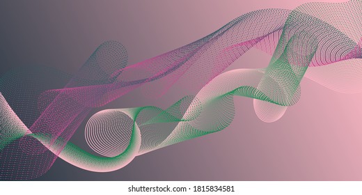 Background curved lines intersection shapes. Reticulated intersecting curves geometry backdrop. Fluid bent lines ripple effect graphics. Technological optical fiber concept vector.