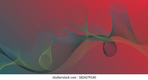 Background curved lines intersection shapes. Overlapping curves card backdrop simple design. Fluid bent lines ripple effect graphics. Contemporary vector graphics with bent waves.