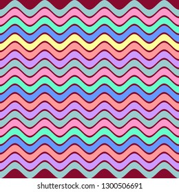 Background with curved lines. Wavy stripes. Wallpaper with color geometric patterns in vector. Repeating patterns.