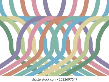 Background of curved and wavy lines and bars in orange, green, yellow and blue