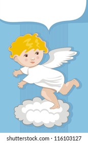 Background with cute angel and space for custom message