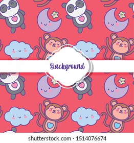 background cute animals decoration flat layout