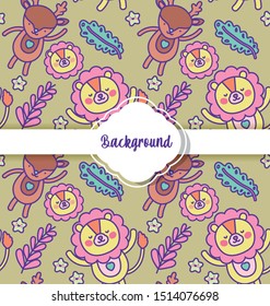 background cute animals decoration flat layout