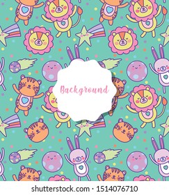background cute animals decoration flat layout